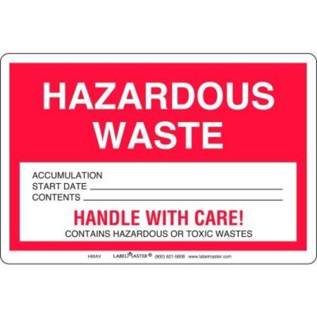 AMERICAN LABELMARK CO LabelMaster® HWAV Hazardous Waste Label, PVC-Free Film Stock, 100/Pack HWAV